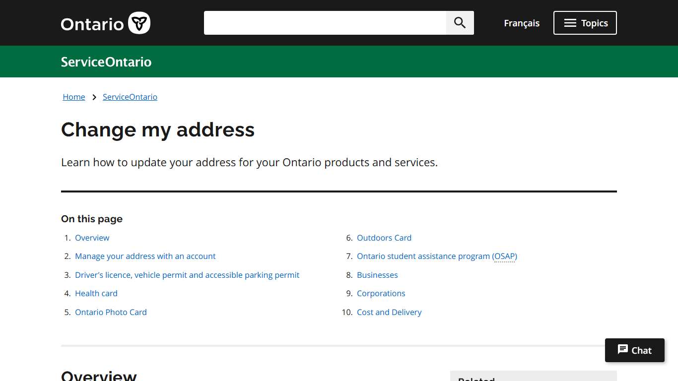 Change my address | ontario.ca