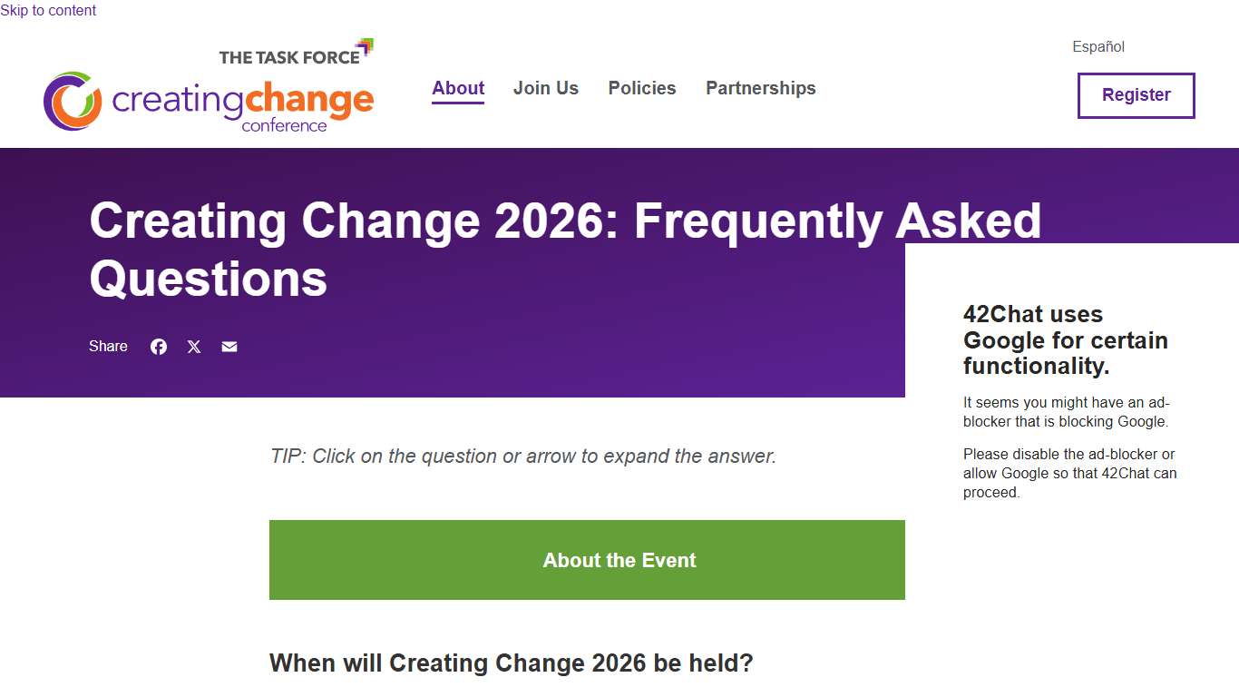 Creating Change 2026: Frequently Asked Questions - National LGBTQ Task Force