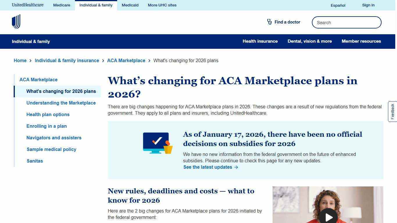 What’s changing for ACA Marketplace plans in 2026? | UnitedHealthcare